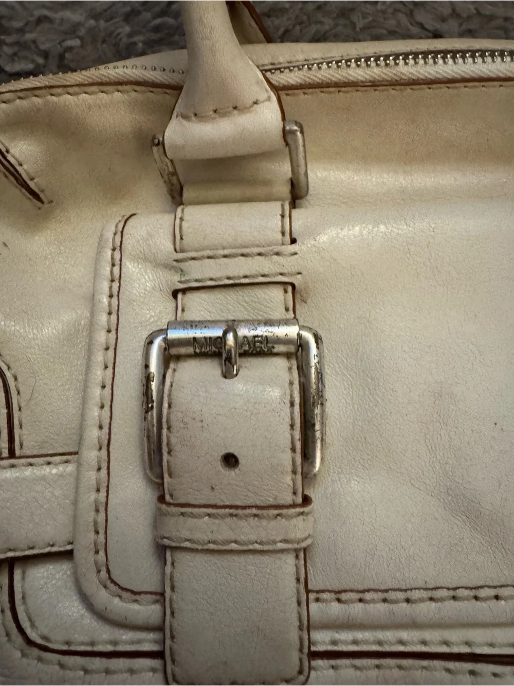 MICHAEL KORS Y2K Cream Leather Satchel Handbag